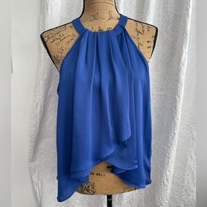 ASTR The Label High Neck Ruffle Front Sleeveless Top Office to Night Out Size L